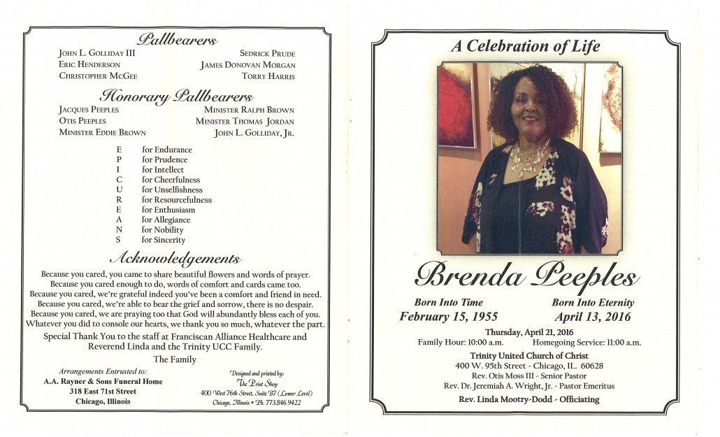 Obituary of Brenda Peeples Funeral Service