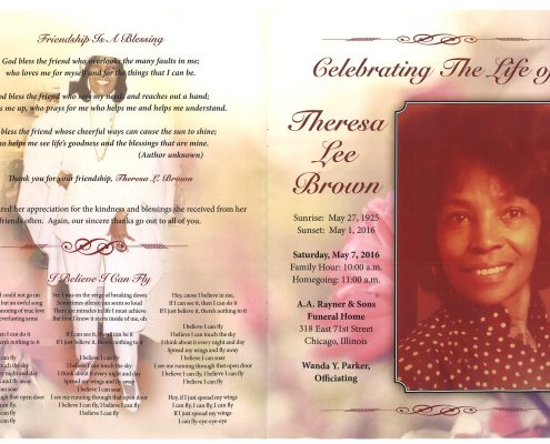 Theresa Lee Brown obituary from funeral service at aa rayner and sons funeral home in chicago illinois
