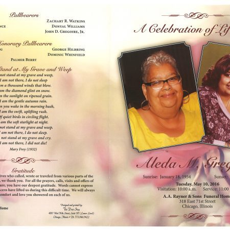 Aleda M Gregoire obituary | AA Rayner and Sons Funeral Homes