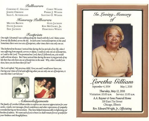 Loretha Gilliam obituary from funeral service at aa rayner and sons funeral home in chicago illinois