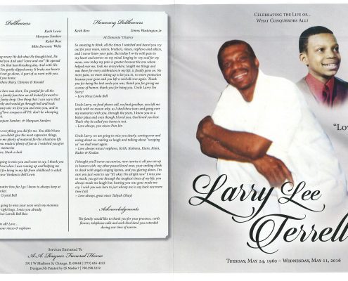 Larry Lee Terrell obituary from funeral service at aa rayner and sons funeral home in chicago illinois