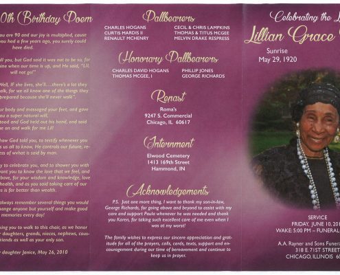 Lillian Grace Young Obituary from funeral service at aa rayner and sons funeral home in chicago illinois