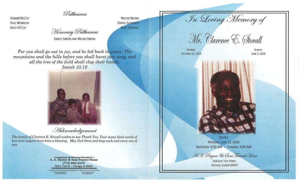 Clarence E Stovall Obituary from funeral service at aa rayner and sons funeral home in chicago illinois