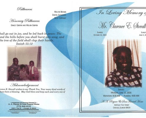 Clarence E Stovall Obituary from funeral service at aa rayner and sons funeral home in chicago illinois