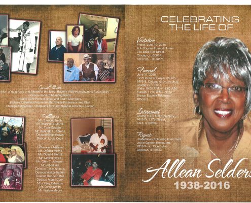 Allean Selders Obituary from funeral service at aa rayner and sons funeral home in chicago illinois