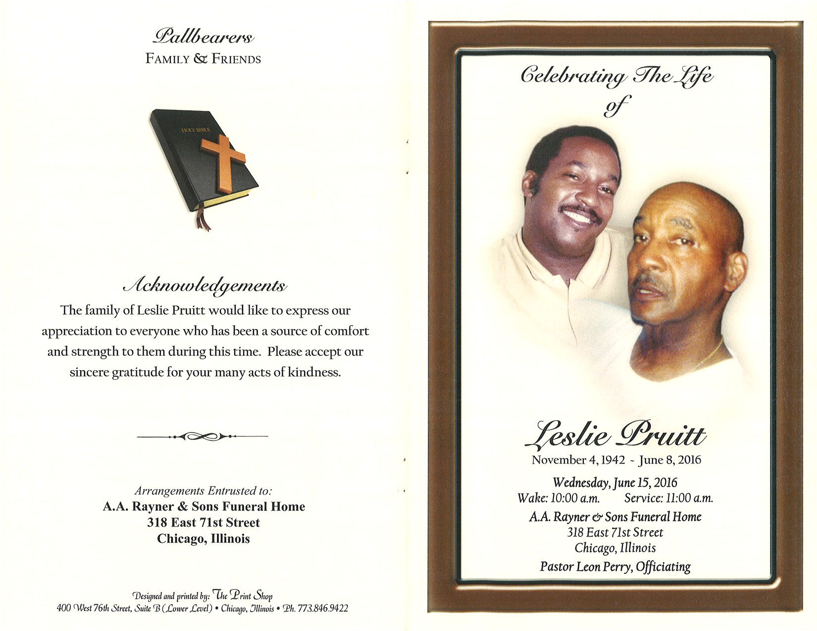 Leslie Pruitt Obituary | AA Rayner And Sons Funeral Home