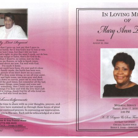 Mary Ann Taylor Obituary | AA Rayner and Sons Funeral Homes