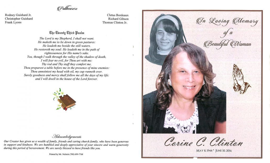 Corrine C Clinton Obituary from funeral service at aa rayner and sons funeral home in chicago illinois
