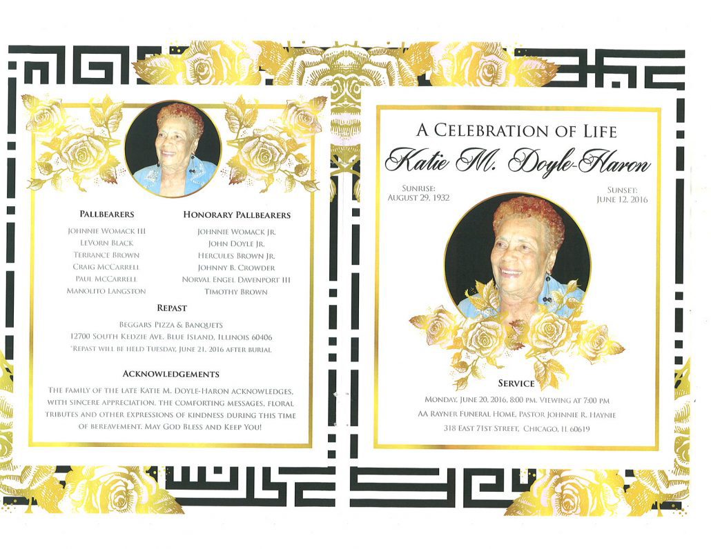 Katie M Doyle Haron Obituary from funeral service at aa rayner and sons funeral home in chicago illinois