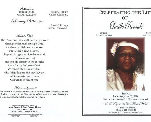 Lucille Rounds Obituary from funeral service at aa rayner and sons funeral home in chicago illinois