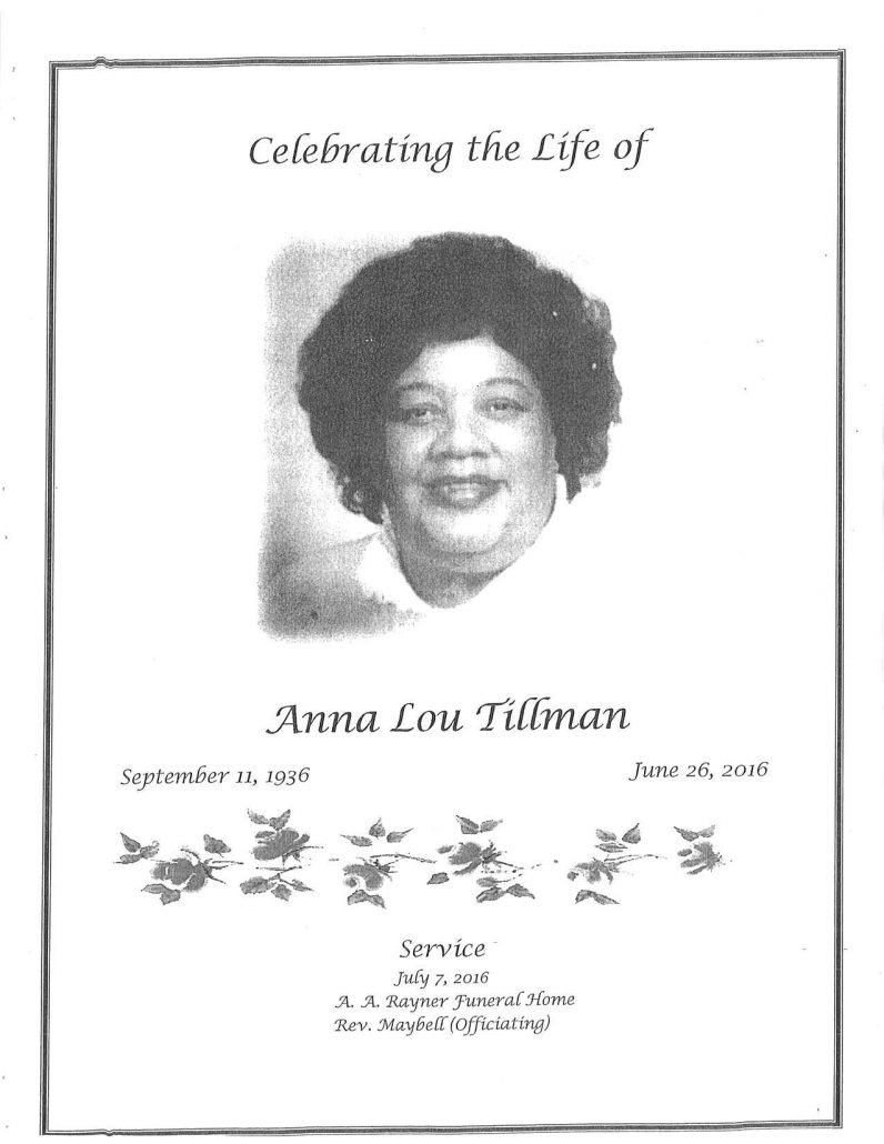 Anna Lou Tillman Obituary