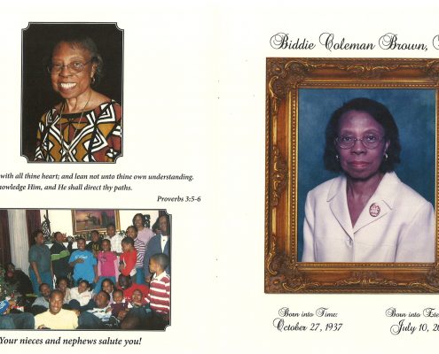 Biddie Coleman Brown Esq Obituary from funeral service at aa rayner and sons funeral home in chicago illinois