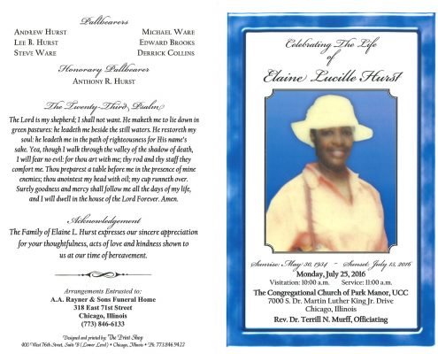 Elaine Lucille Hurst Obituary 1