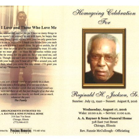 Reginald H jackson Sr Obituary | AA Rayner and Sons Funeral Homes