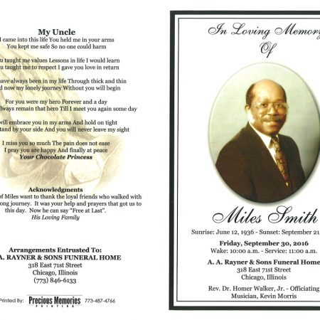 Miles Smith Obituary | AA Rayner and Sons Funeral Homes