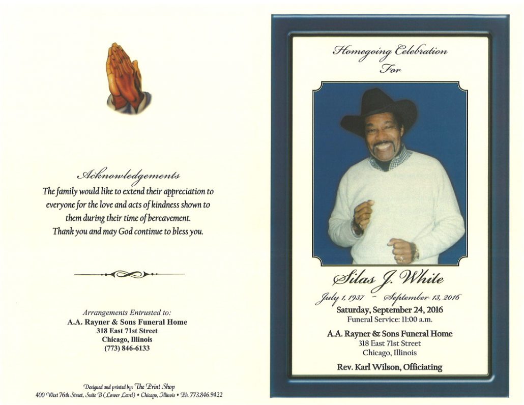 Silas J White Obituary