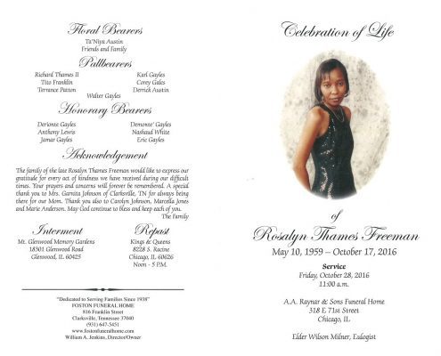 Rosalyn Thames Freeman Obituary