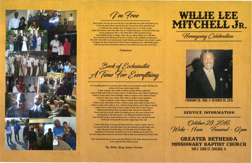 Willie Lee Mitchell Jr Obituary