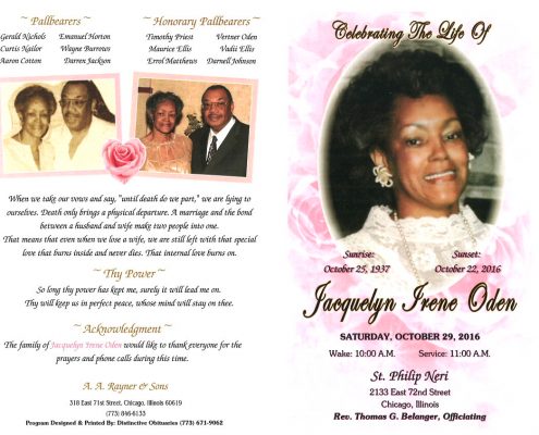 Jacquelyn Irene Oden Obituary