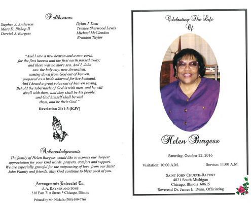 Helen Burgess Obituary