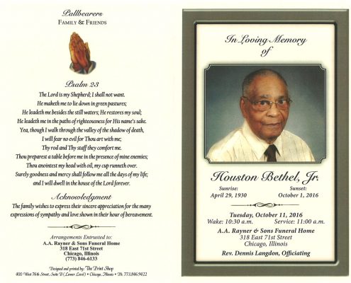 Houston Bethel Jr Obituary