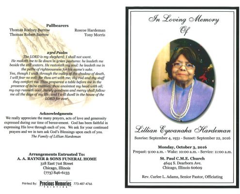 `Lillian Eywanaha Hardeman Obituary