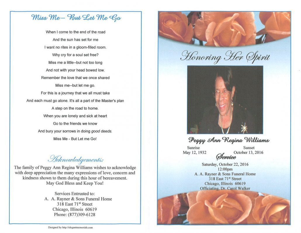 Peggy Ann Regina Williams Obituary
