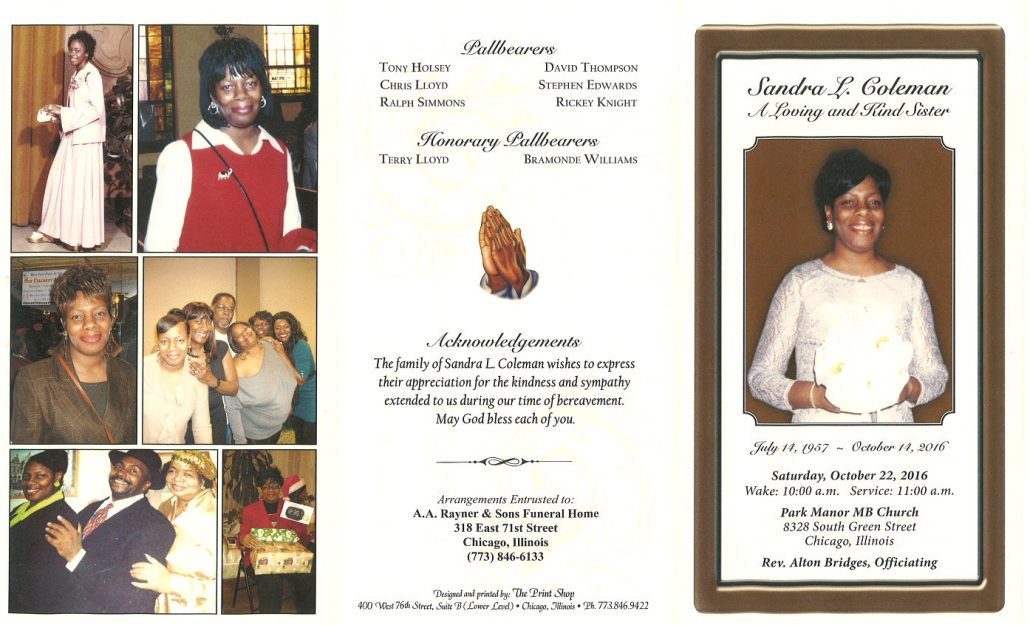 Sandra L Coleman Obituary