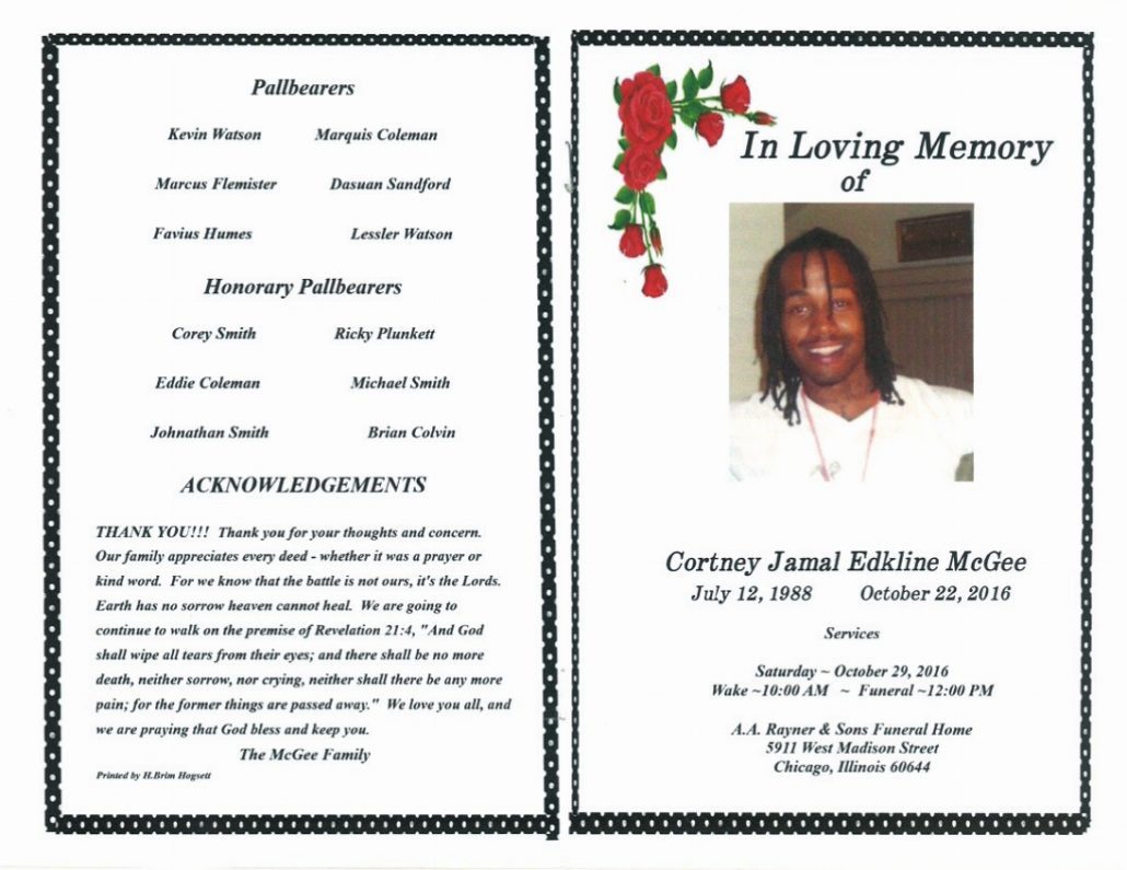 Cortney Jamal McGee Obituary | AA Rayner and Sons Funeral Homes