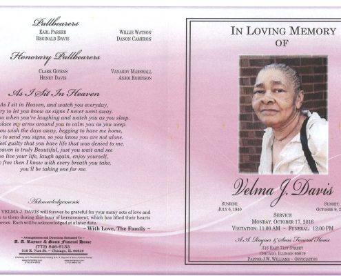 Velma J davis Obituary