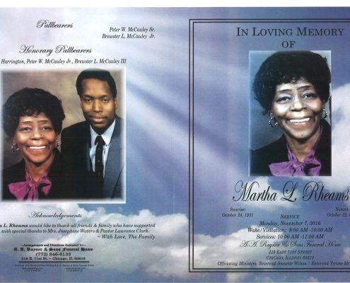 Martha L Rheams Obituary