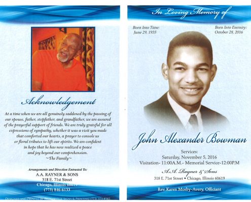 John Alexander Bowman Obituary from funeral services at aa rayner and sons funeral home