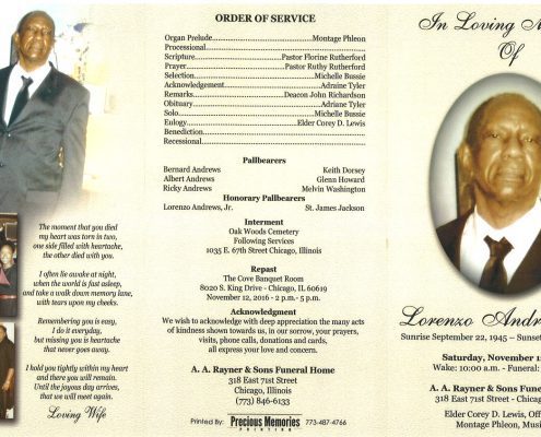 Lorenzo Andrews Sr Obituary