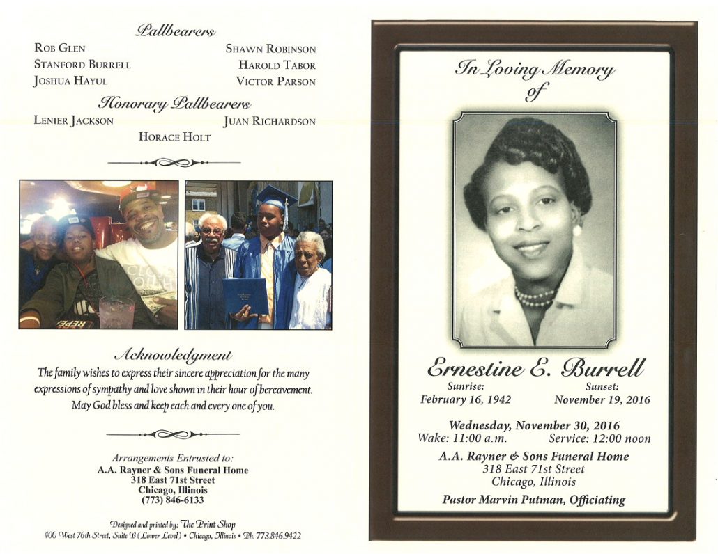 Ernestine E Burrell Obituary