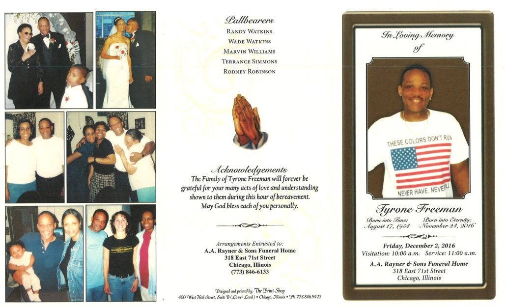 Tyrone Freeman Obituary AA Rayner and Sons Funeral Home