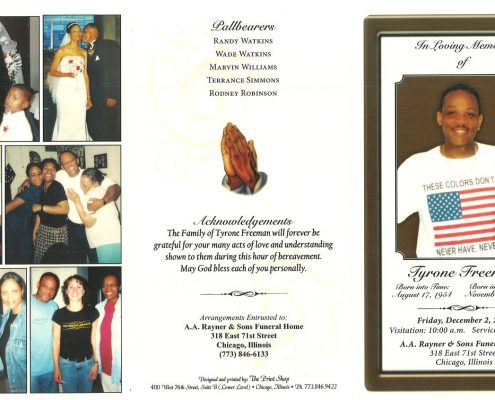 Tyrone Freeman Obituary AA Rayner and Sons Funeral Home