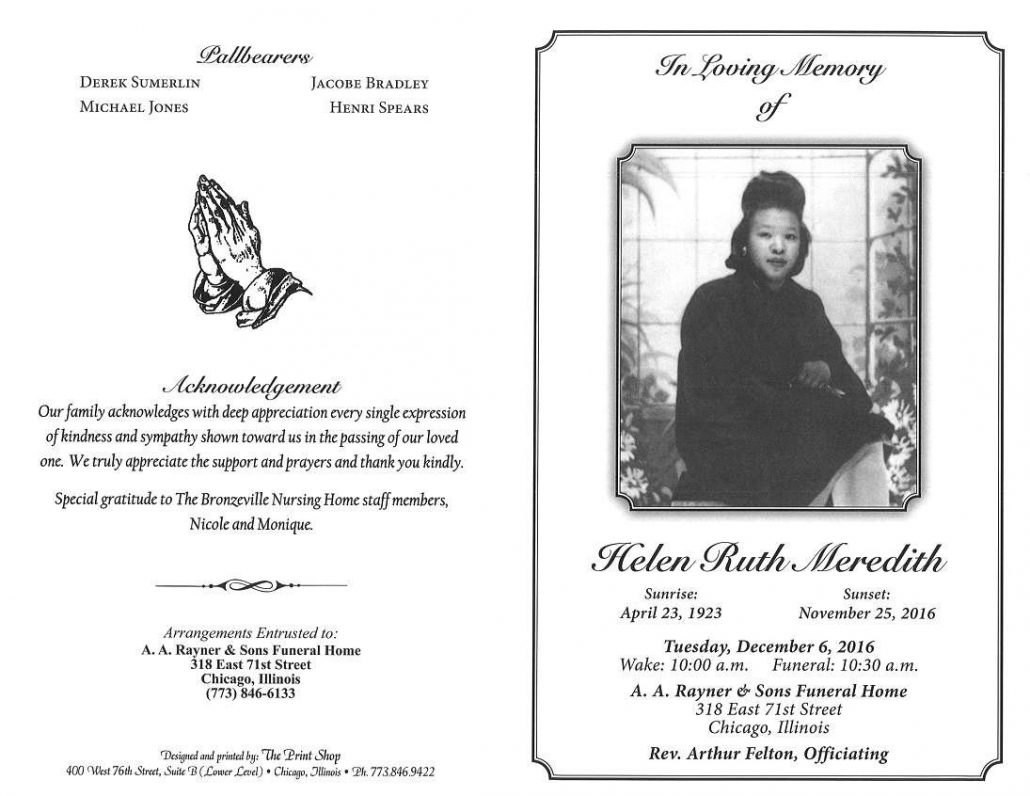 Helen Ruth Meredith Obituary