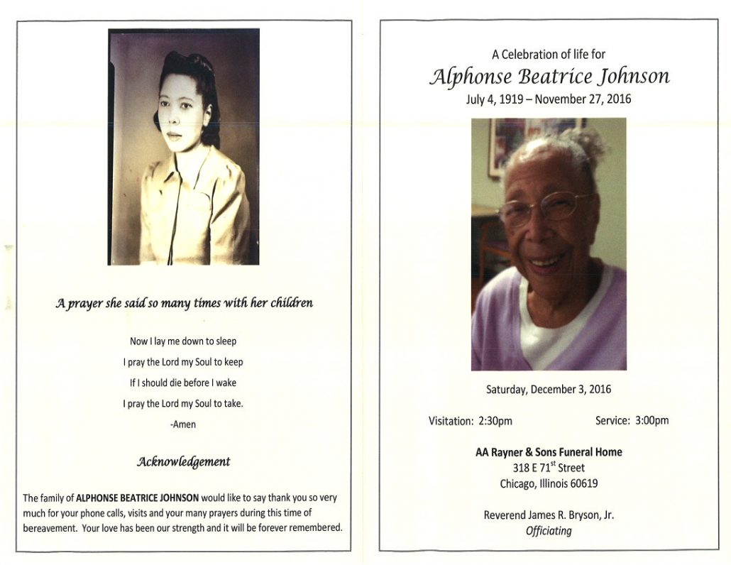 Alphonse Beatrice Johnson Obituary