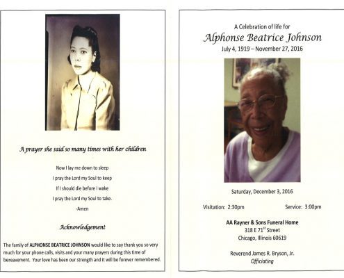 Alphonse Beatrice Johnson Obituary