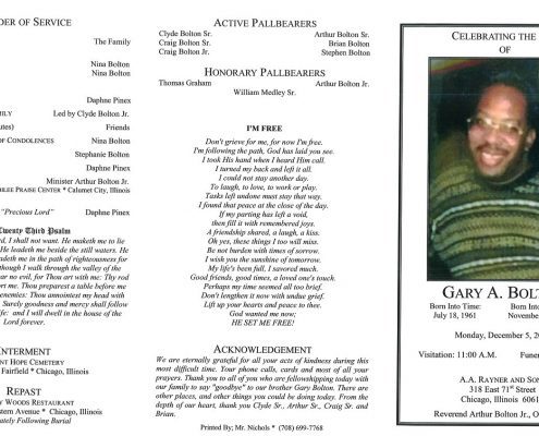 Gary A Bolton Obituary