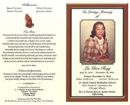 Lu Alice Ray Obituary
