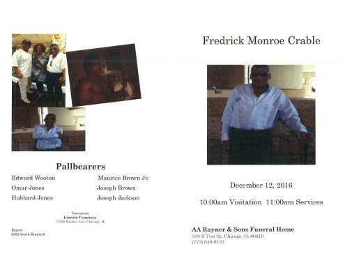 Fredrick Monroe Crable Obituary