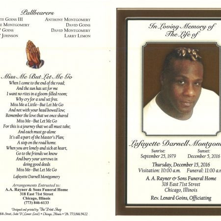 Lafayette Darnell Montgomery Obituary | AA Rayner and Sons Funeral Homes