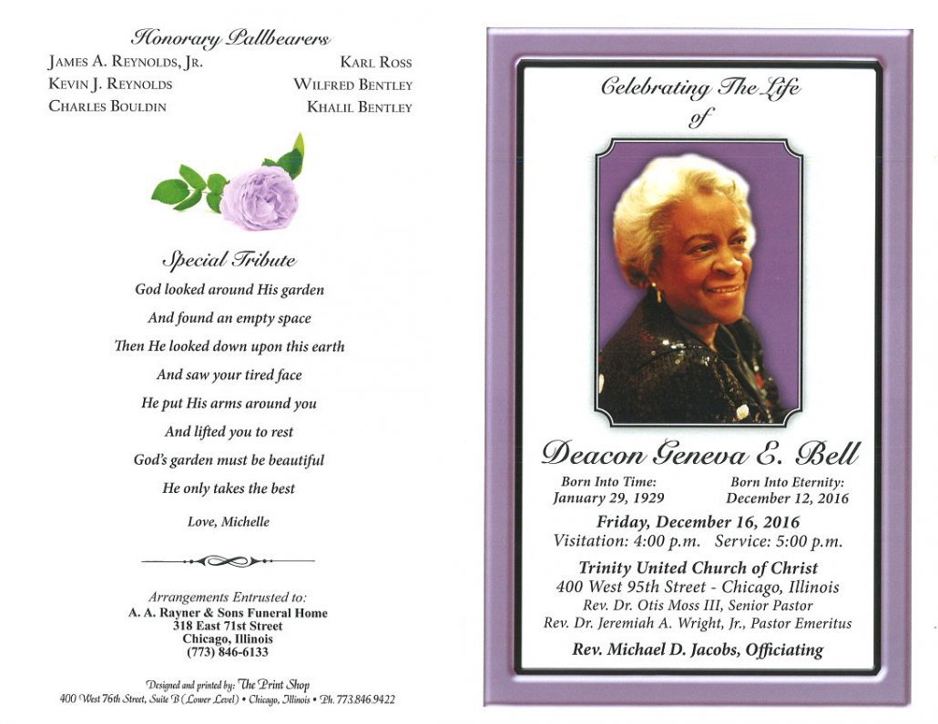 Deacon Geneva E Bell Obituary
