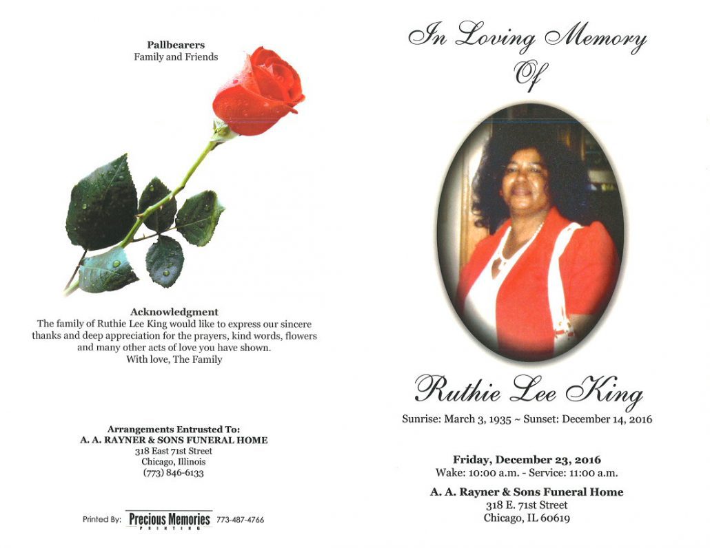 Ruthie Lee King Obituary