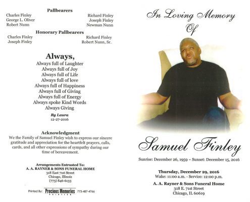 Samuel Finley Obituary