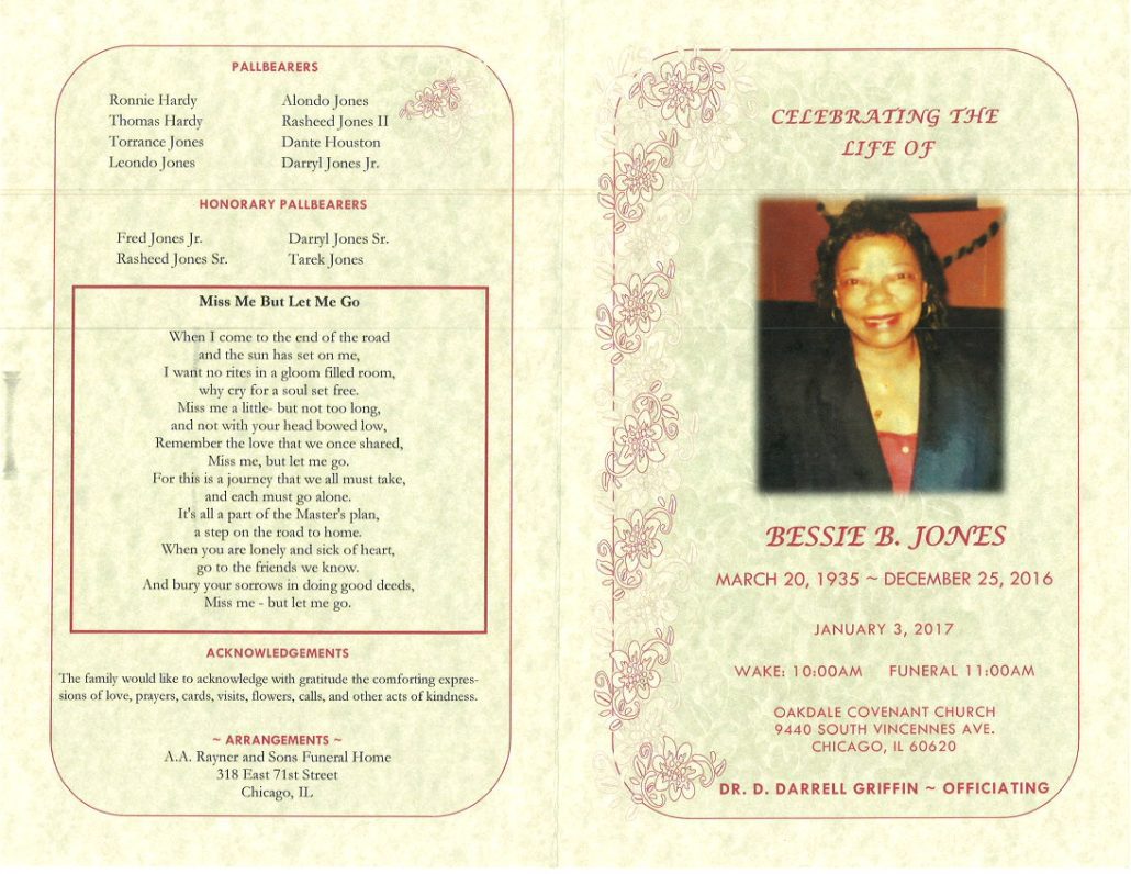 Bessie B Jones Obituary | AA Rayner and Sons Funeral Homes