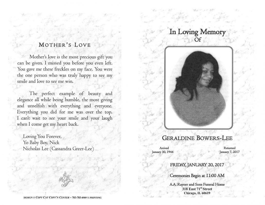 Geraldine Bowers Lee Obituary
