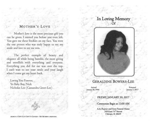 Geraldine Bowers Lee Obituary