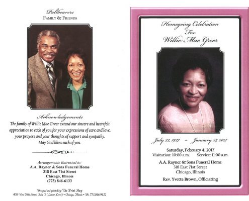 Willie Mae Greer Obituary